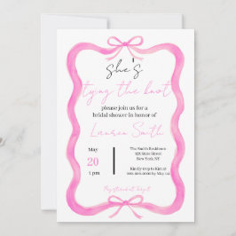 Invitación "Está Atando el Nudo" Arco Nupcial Rosa Dibujado a