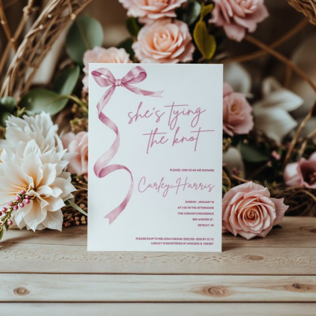 Invitación ¡Está atando el nudo! Ducha nupcial moderna (Subido por el creador)