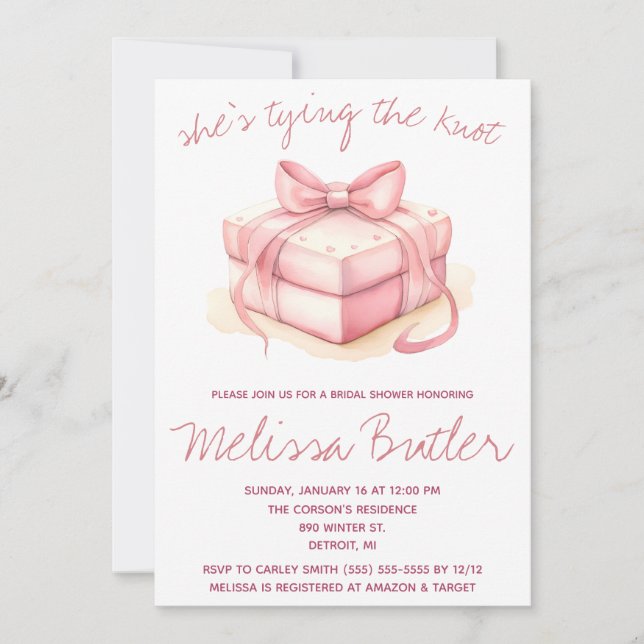 Invitación ¡Está atando el nudo! Ring Box Bridal Shower (Anverso)