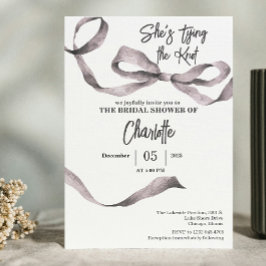 Invitación Está atando el rosa gris de la ducha de novia Knot