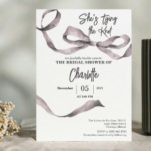 Invitación Está atando el rosa gris de la ducha de novia Knot