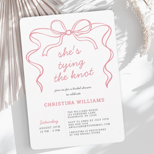 Invitación Está atando la ducha de novia rosa Knot (Subido por el creador)