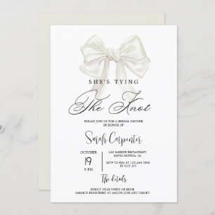 Invitación Está atando la ducha de novias Knot Beige Bow