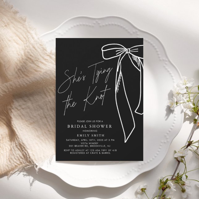 Invitación Está atando la ducha de novias Know Black Bow (Subido por el creador)