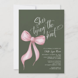 Invitación Está atando la ducha verde de novias Rosa Knot