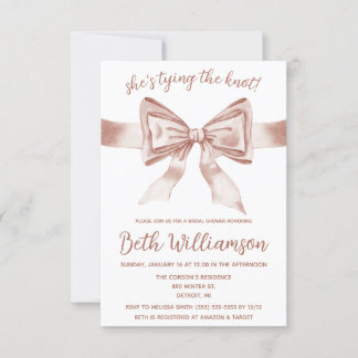 Invitación Está atando la moderna Coquette Bridal Shower