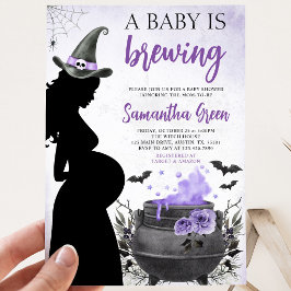 Invitación Está Brewendo un Bebé Fiesta de Bebé Morado de Hal