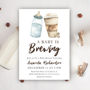 Invitación Está Brewing Bottle Coffee Baby Shower