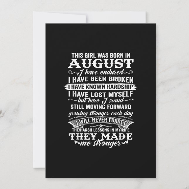 Invitación Esta chica nació en agosto regalo de cumpleaños (Anverso)