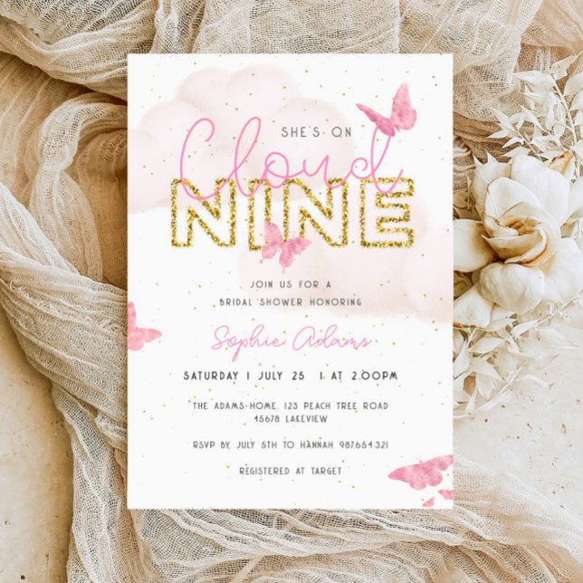 Invitación Está en Cloud Nueve Butterflies Bridal Shower (Subido por el creador)