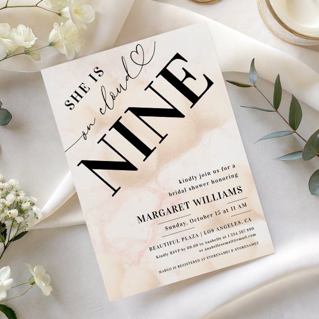 Invitación Está en la ducha nubosa con guión de corazón (Subido por el creador)