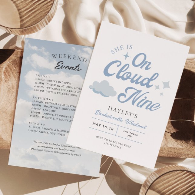Invitación Está En La Nube 9 Bachelorette Weekend Itinerario (Subido por el creador)