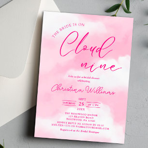 Invitación Está en la nube 9 Despedida de soltera rosa