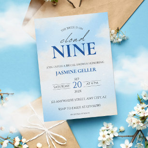 Invitación Está en la nube 9 Dreamy Bridal Shower Soft Blue
