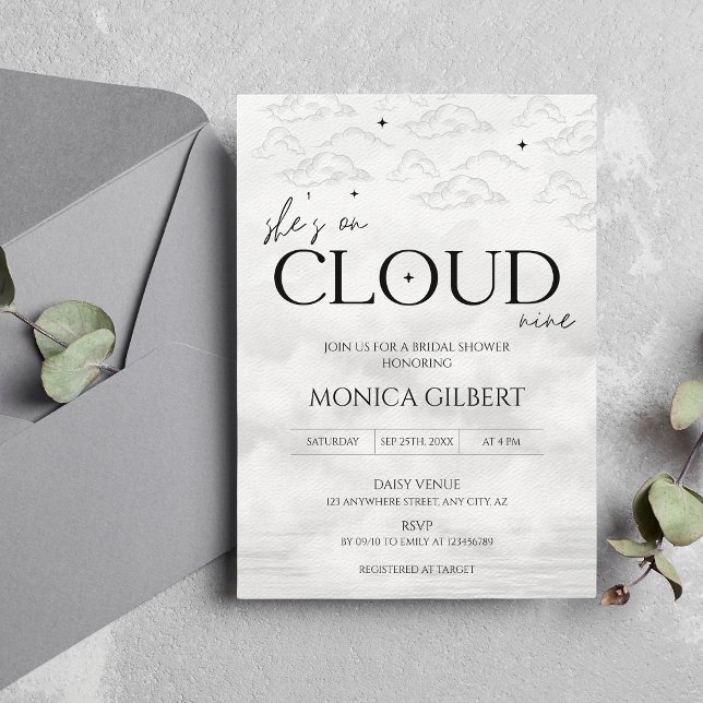 Invitación Está en la nube 9 Dreamy Elegant Bridal Shower (She;s on cloud 9 - bridal shower invitation)