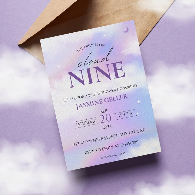 Invitación Está en la nube 9 Ducha de novia Dreamy Pastel Sky (Subido por el creador)