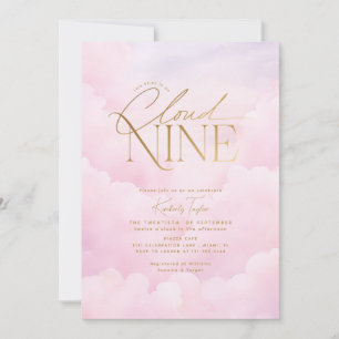 Invitación Está en la nube 9 Elegante ducha de novia Rubor ro