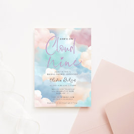 Invitación Está en la nube de nueve colores pasteles, ducha d