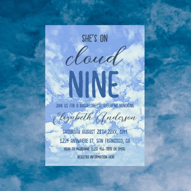 Invitación ¡Está en la Nueve Nube! Bachelorette Party (Subido por el creador)