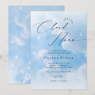 Invitación Está en la Nueve Nube   Ducha nublada azul