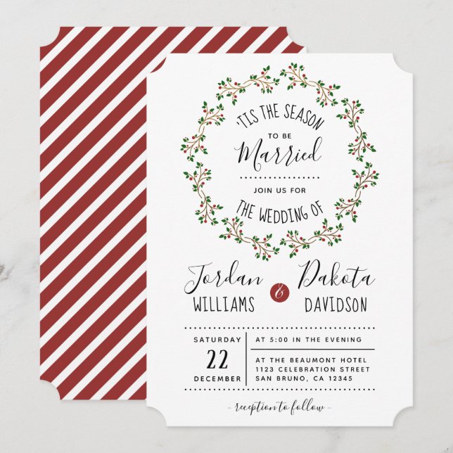 Invitación Esta Es La Temporada | Boda de navidades (Anverso / Reverso)