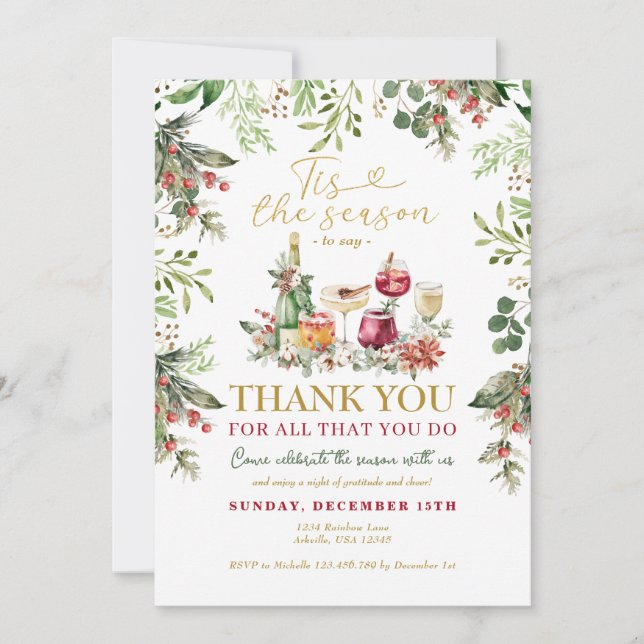 Invitación Esta Es La Temporada De Dar Las Gracias A Navidade (Anverso)