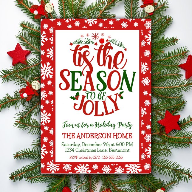 Invitación Esta Es La Temporada Para Ser Fiesta De Jolly Fest (Tis The Season To Be Jolly Festive Christmas Party Invitation)