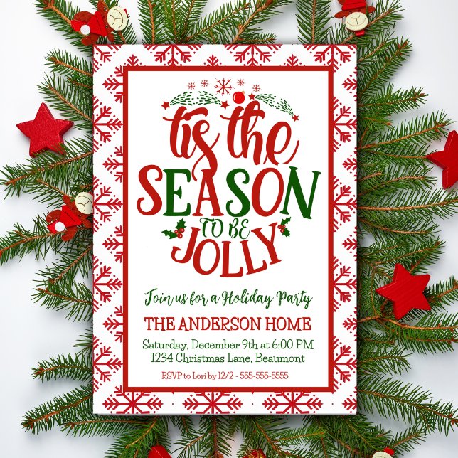 Invitación Esta Es La Temporada Para Ser Fiesta De Jolly Navi (Tis The Season To Be Jolly Christmas Party Invitation)