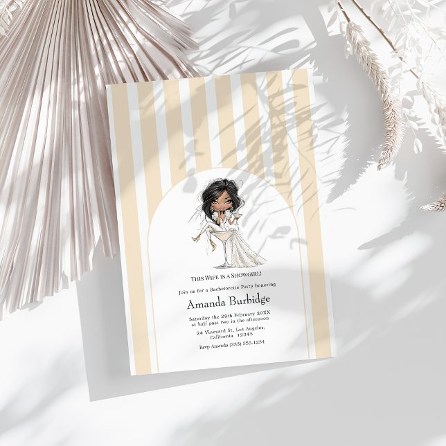 Invitación Esta Esposa es una Fiesta de Soltera de una Chica  (This Wife is a Showgirl Bachelorette Party Invitation)