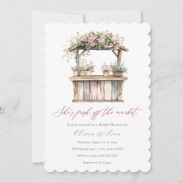 Invitación Está fresca fuera de la ducha de novia del mercado (Anverso)