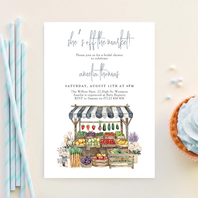 Invitación Está fresca fuera de la ducha de novia del mercado (Subido por el creador)