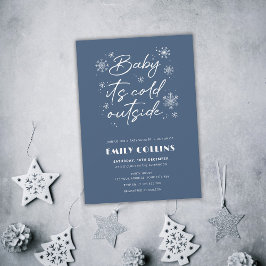 Invitación Está frío afuera azul shower de bebé