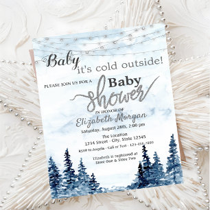 Invitación Está frío afuera, baby shower del bosque de invier