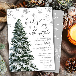 Invitación Está frío afuera | Baby Shower gris de árbol de in