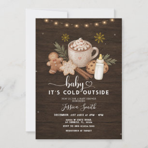 Invitación Está frío afuera, chocolate caliente de invierno,