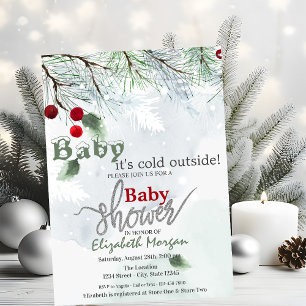 Invitación Está frío afuera Ramas de nieve Shower de bebé