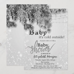 Invitación Está frío afuera ramas de plata baby shower