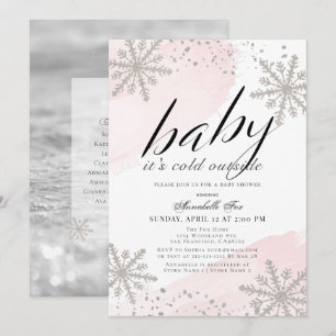 Invitación Está frío fuera de color rosa Baby Shower Invi
