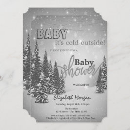 Invitación Está frío fuera de la Baby Shower de los pinos