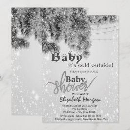 Invitación Está frío fuera de las ramas plateadas Baby Shower