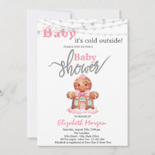 Invitación Está frío fuera del Baby Shower, Chica de pan de j