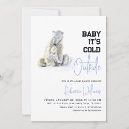 Invitación Está frío fuera del Baby Shower del oso polar