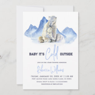 Invitación Está frío fuera del Baby Shower del oso polar inve