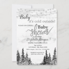 Invitación Está frío fuera del Baby Shower gris de los bosque