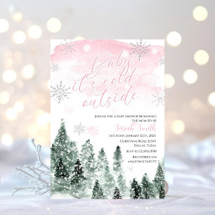 Invitación Está frío fuera del Chica Baby Shower rosa inverna