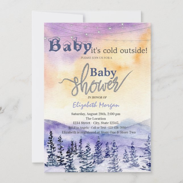 Invitación Está frío fuera del invierno violeta de Wonderland (Anverso)