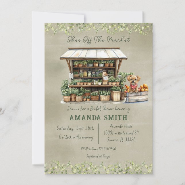 Invitación Está fuera de la granja de mercado Stand Bridal Sh (Anverso)