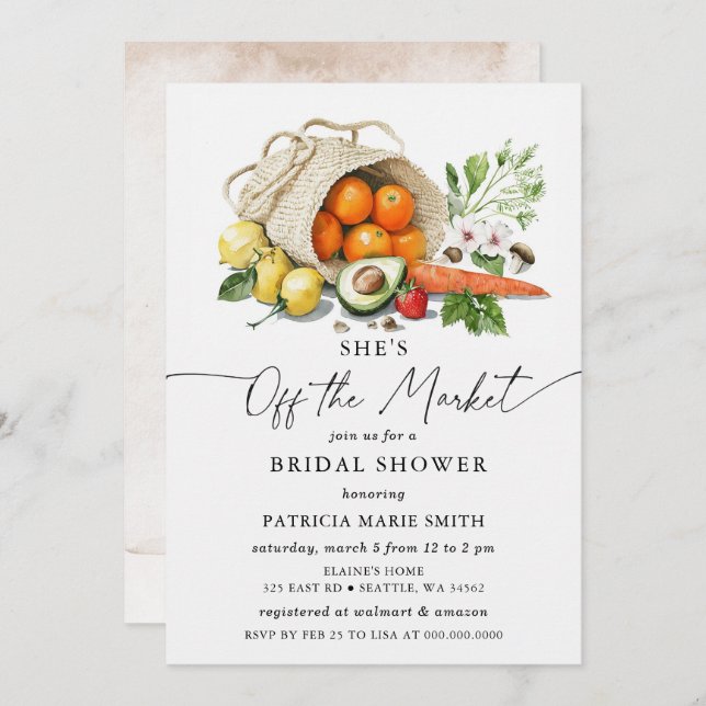 Invitación Está fuera del mercado de los agricultores y su du (Anverso / Reverso)