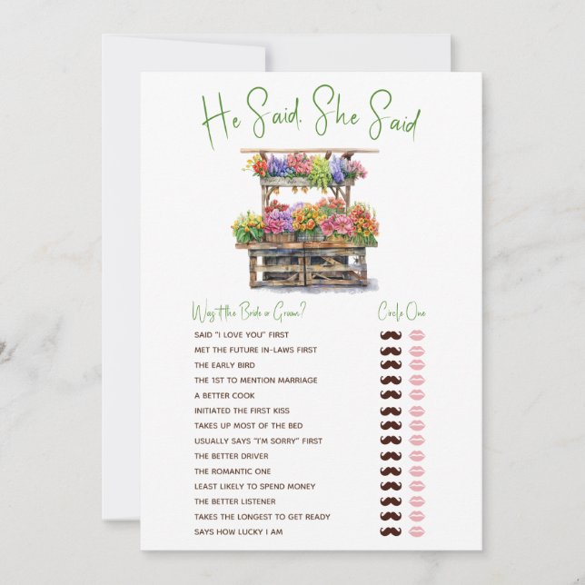 Invitación Está fuera del mercado, juego de ducha de novias (Anverso)