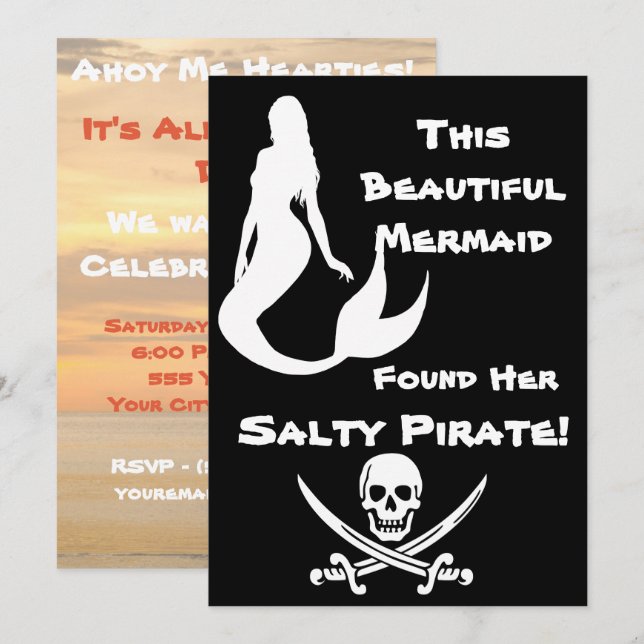 Invitación Esta Hermosa Sirenita Encontró Su Pirata Salado (Anverso / Reverso)